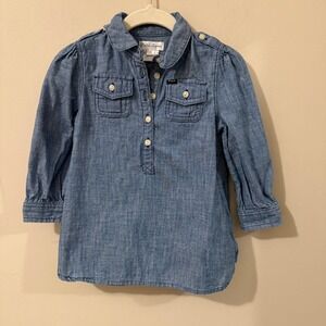 Ralph Lauren Chambray Shirt Dress Girls 12M Long‎ Sleeve Button Up Casual
